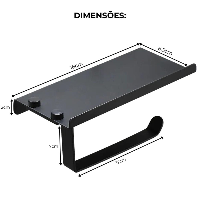 Porta Papel Higiênico Suporte Celular em Alumínio + Adesivos (brinde)