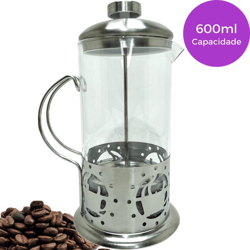 Cafeteira Prensa Francesa 600ml Aço Inox Cafés