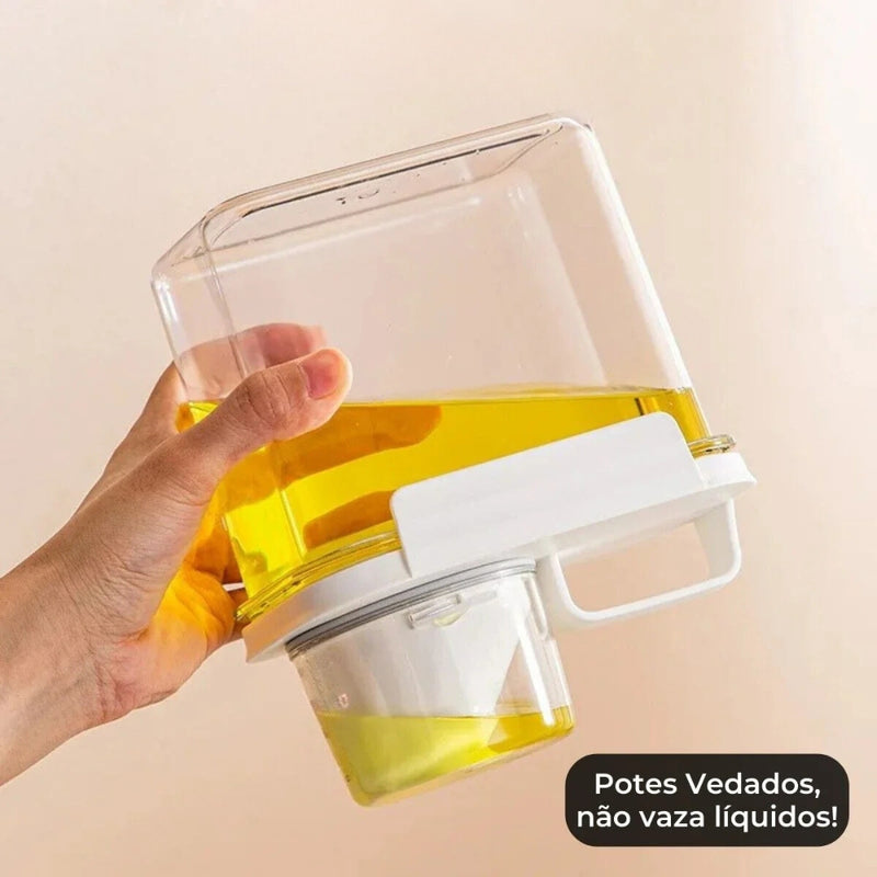 Conjunto de Potes Herméticos para Condimentos - 1,3L ou 2L com Vedação em Silicone